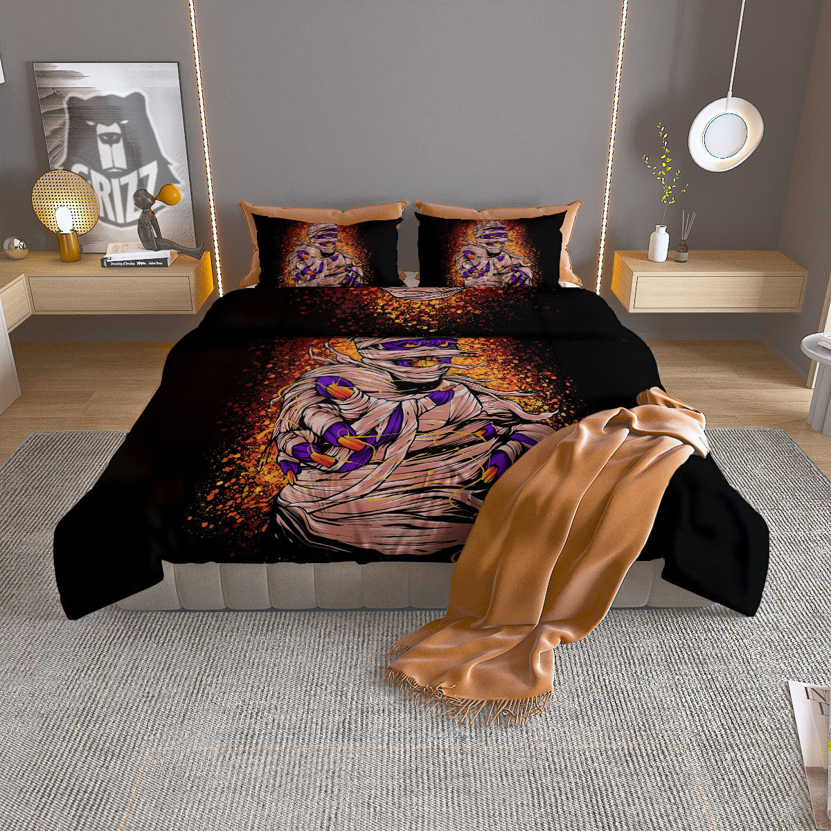 Mummy Halloween Print Duvet Cover Bedding Set