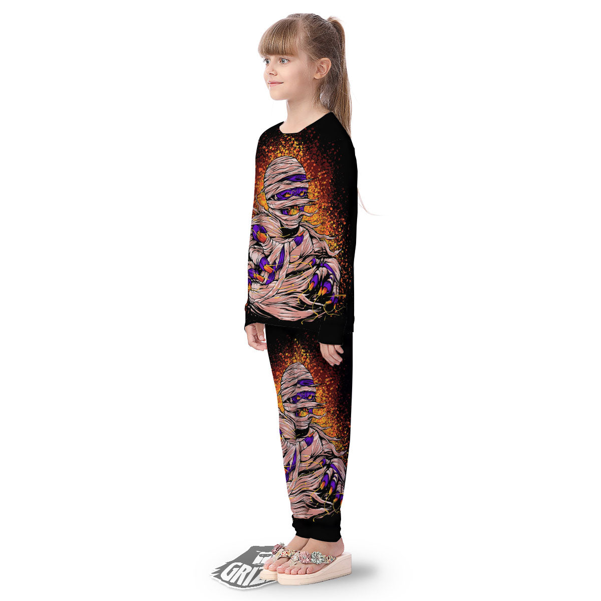Mummy Halloween Print Kid's Pajamas-grizzshop
