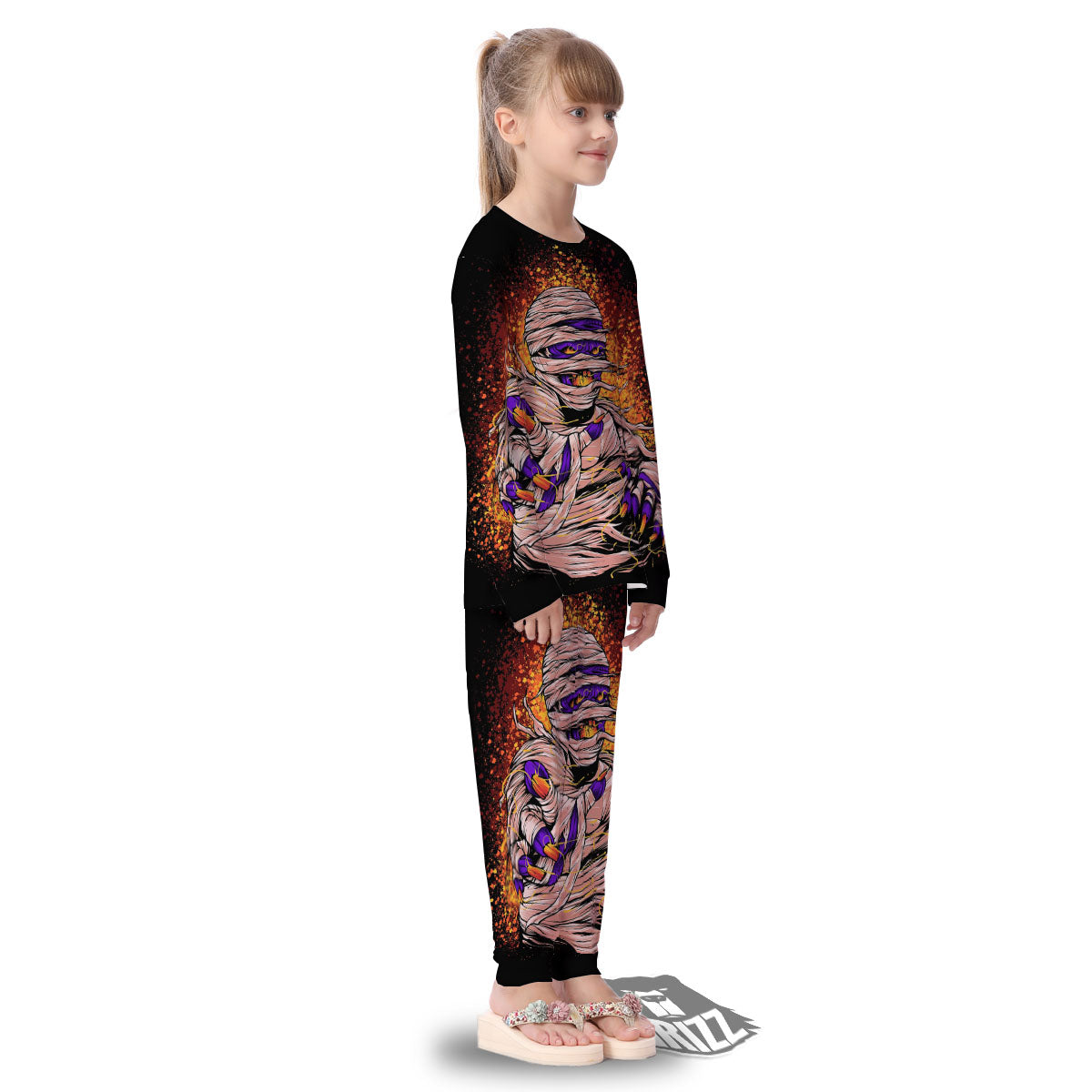 Mummy Halloween Print Kid's Pajamas-grizzshop
