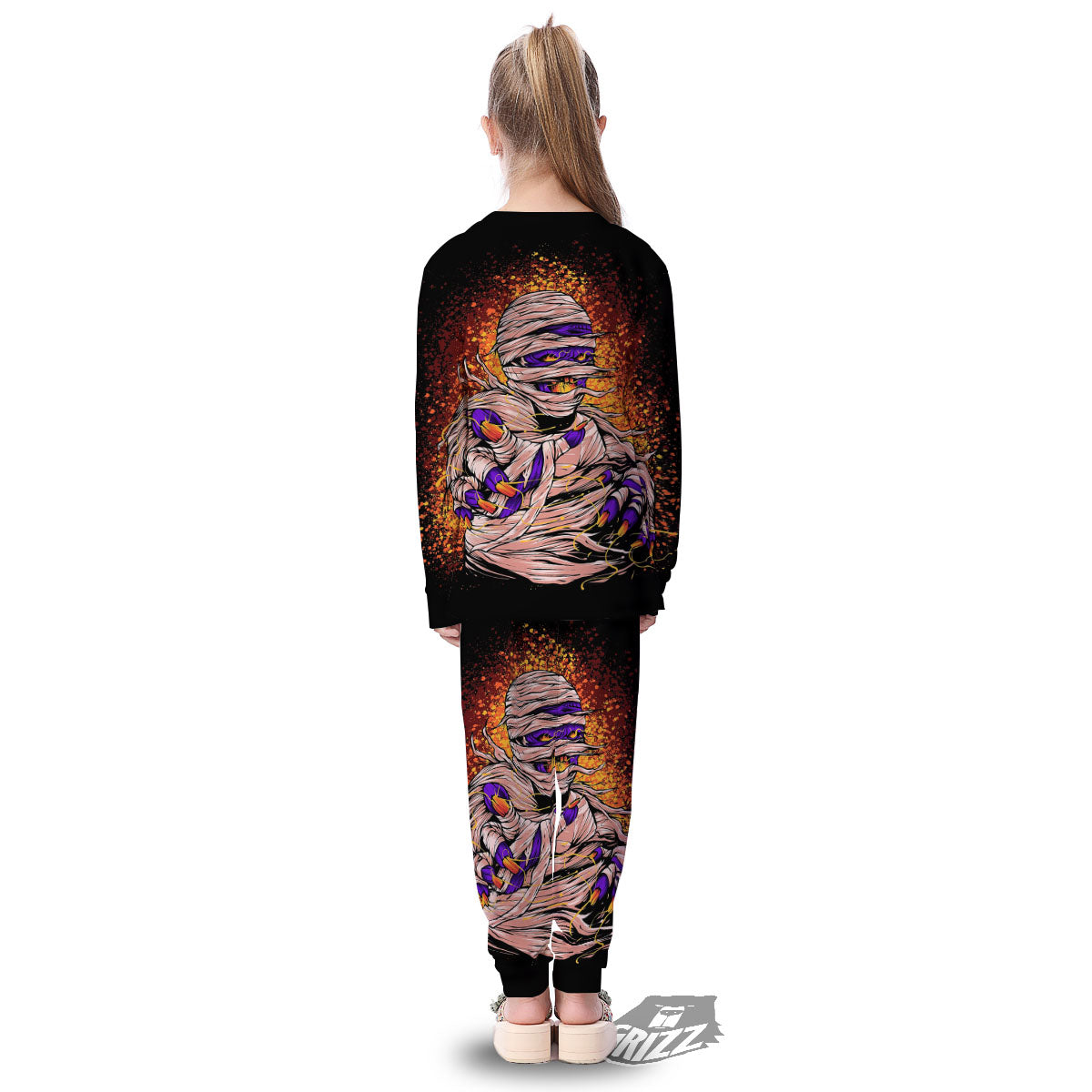 Mummy Halloween Print Kid's Pajamas-grizzshop