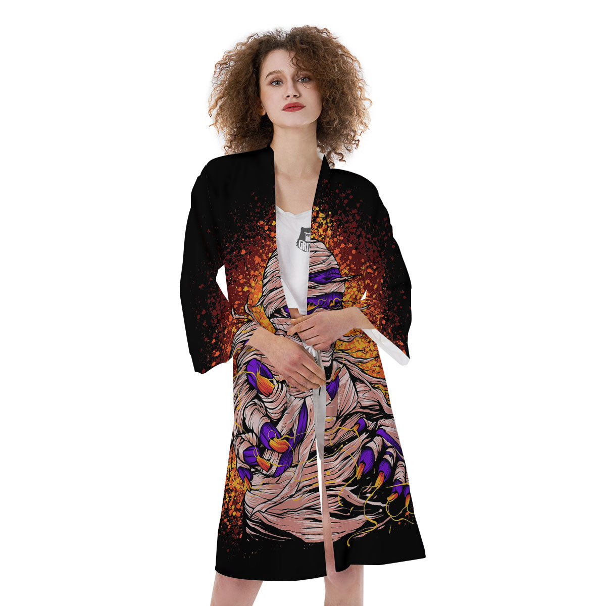 Mummy Halloween Print Kimono-grizzshop