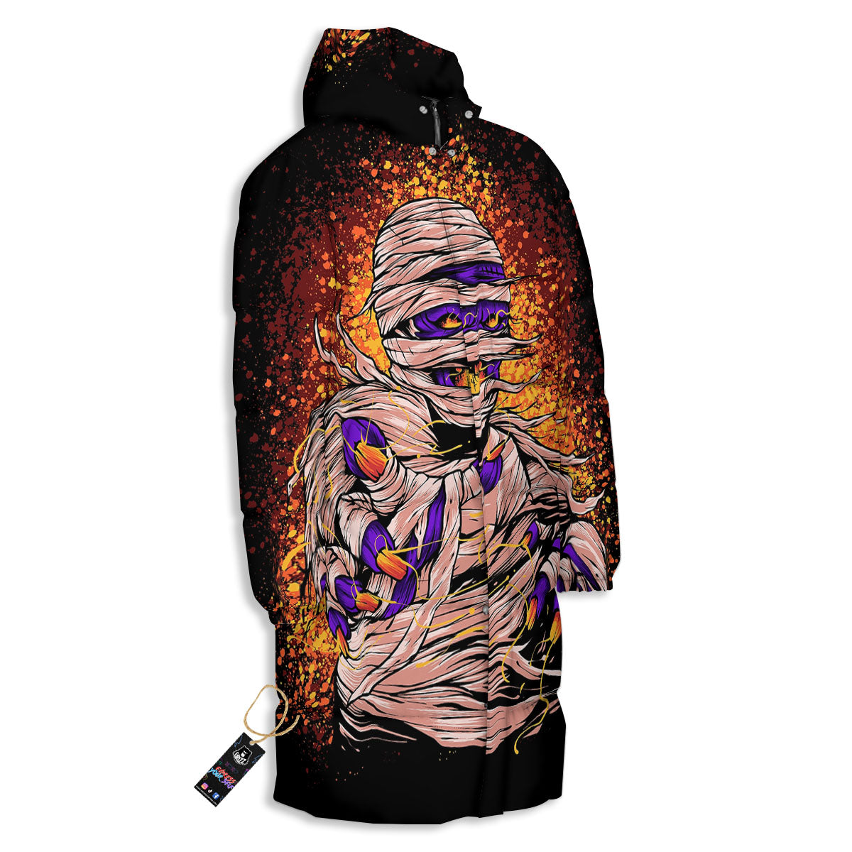 Mummy Halloween Print Long Down Jacket-grizzshop