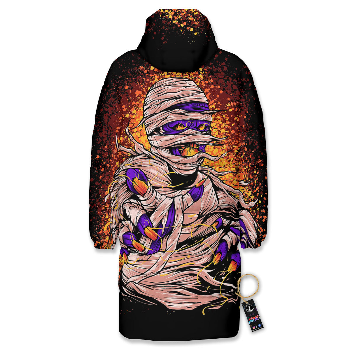 Mummy Halloween Print Long Down Jacket-grizzshop