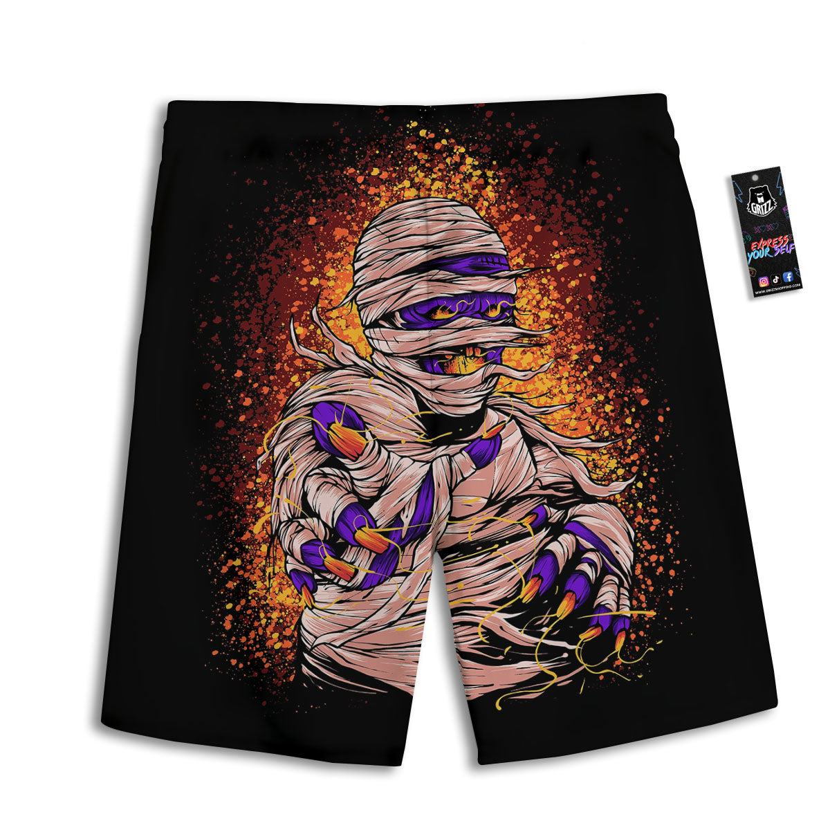 Mummy Halloween Print Men's Athletic Shorts