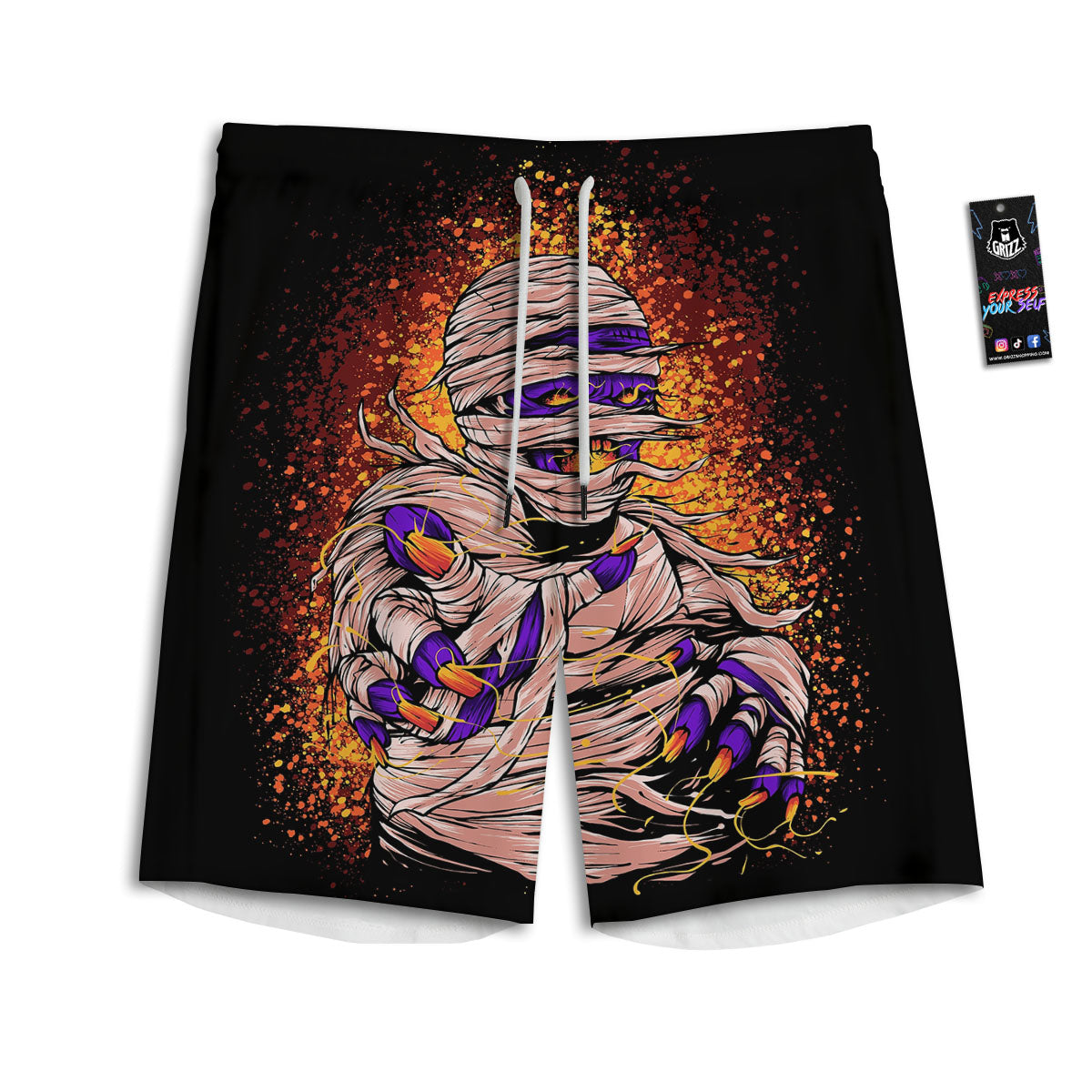 Mummy Halloween Print Men's Athletic Shorts