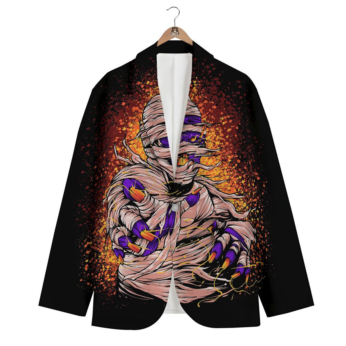 Mummy Halloween Print Men's Blazer-grizzshop