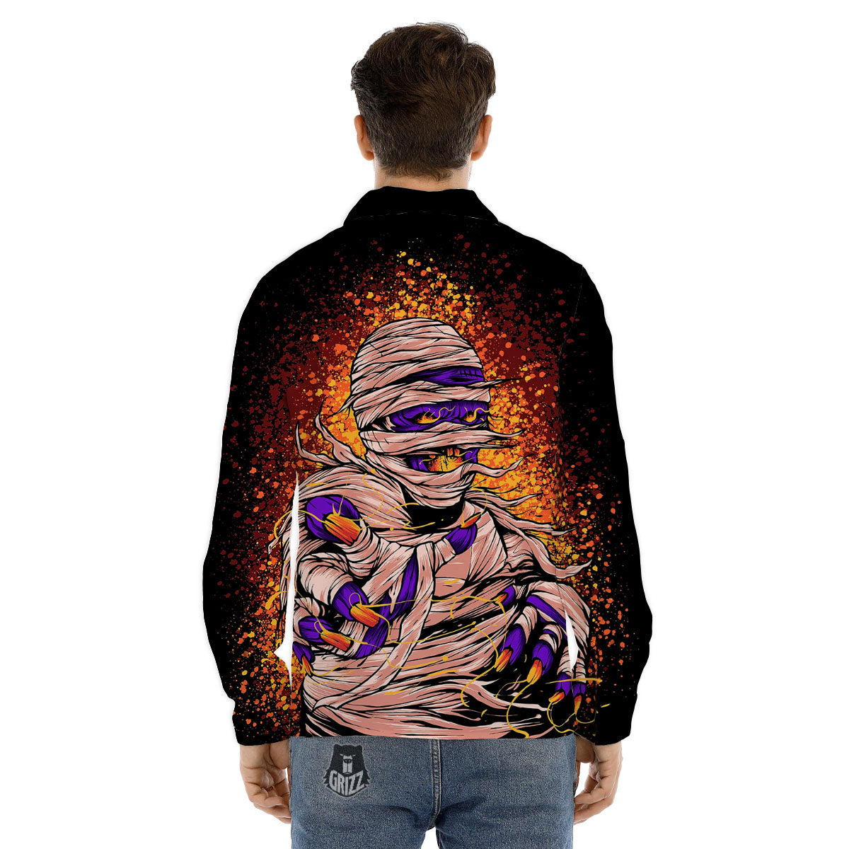 Mummy Halloween Print Men's Dress Shirts-grizzshop