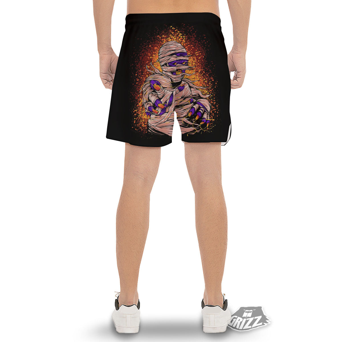 Mummy Halloween Print Men's Gym Shorts-grizzshop
