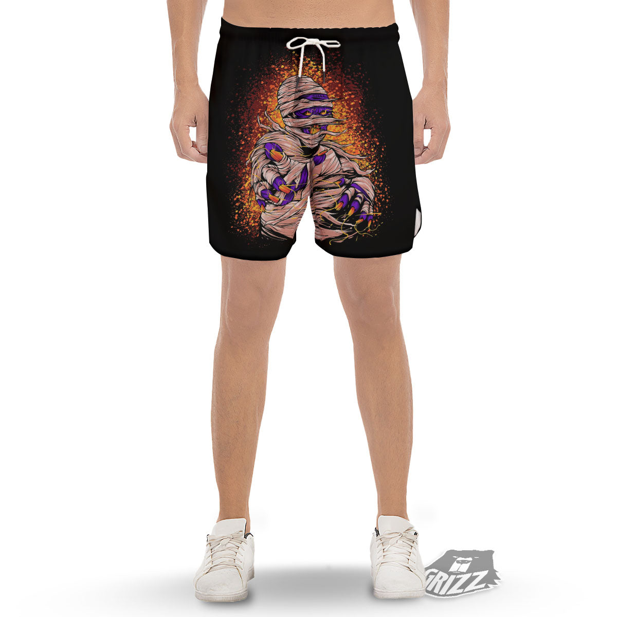 Mummy Halloween Print Men's Gym Shorts-grizzshop