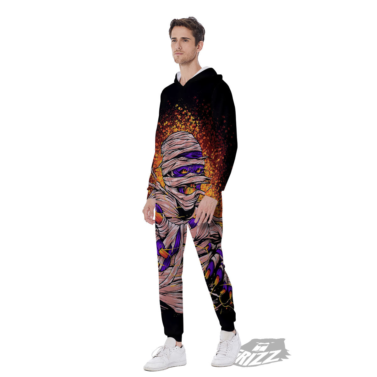 Mummy Halloween Print Men's Jumpsuit-grizzshop