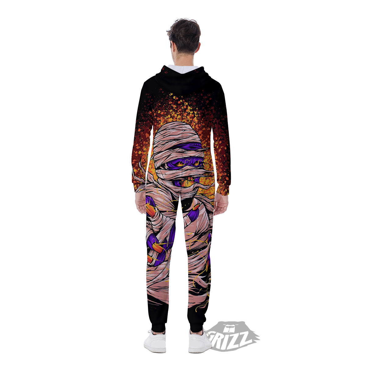 Mummy Halloween Print Men's Jumpsuit-grizzshop