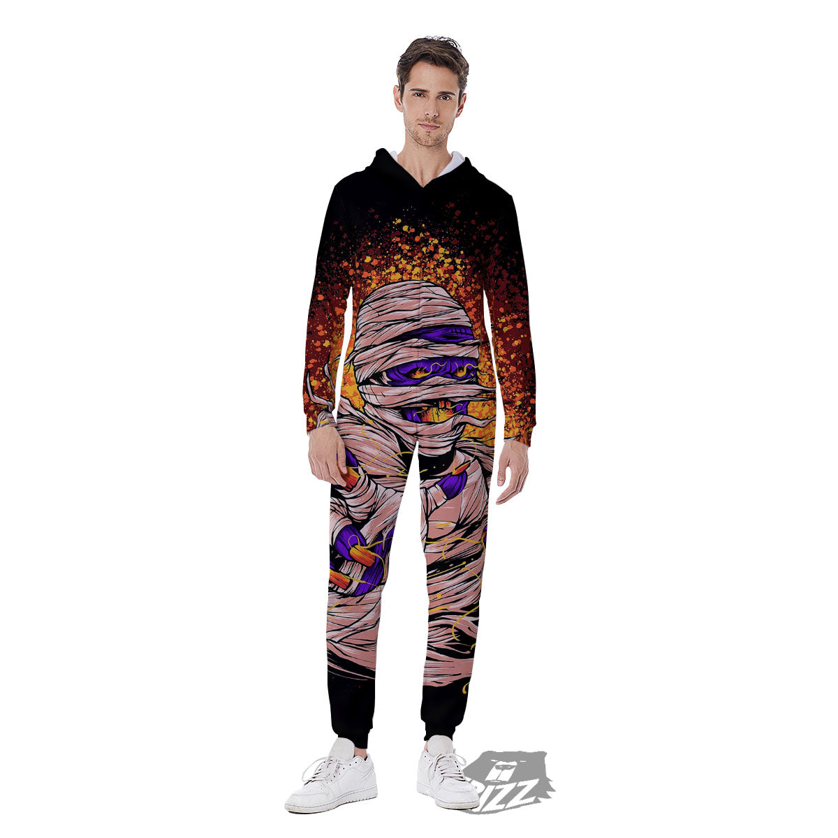 Mummy Halloween Print Men's Jumpsuit-grizzshop