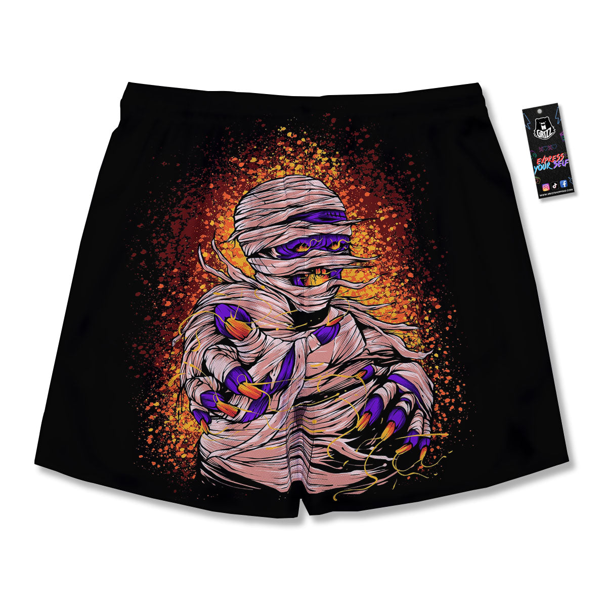 Mummy Halloween Print Men's Running Shorts-grizzshop