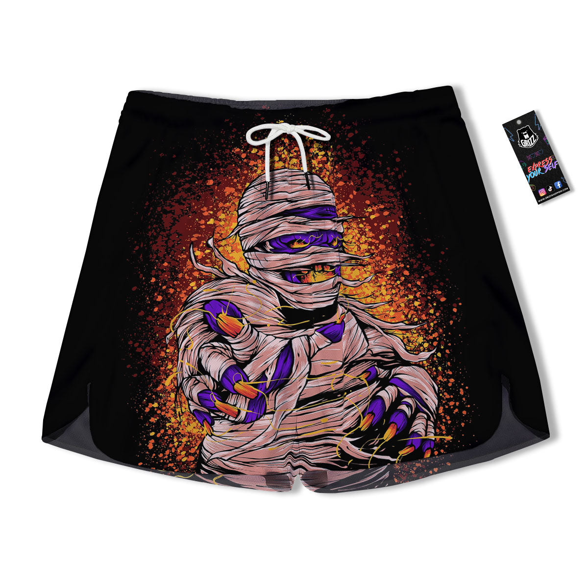 Mummy Halloween Print Men's Running Shorts-grizzshop