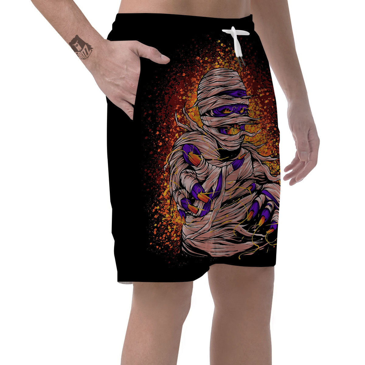 Mummy Halloween Print Men's Shorts-grizzshop