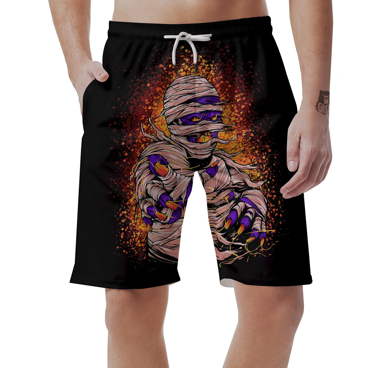 Mummy Halloween Print Men's Shorts-grizzshop