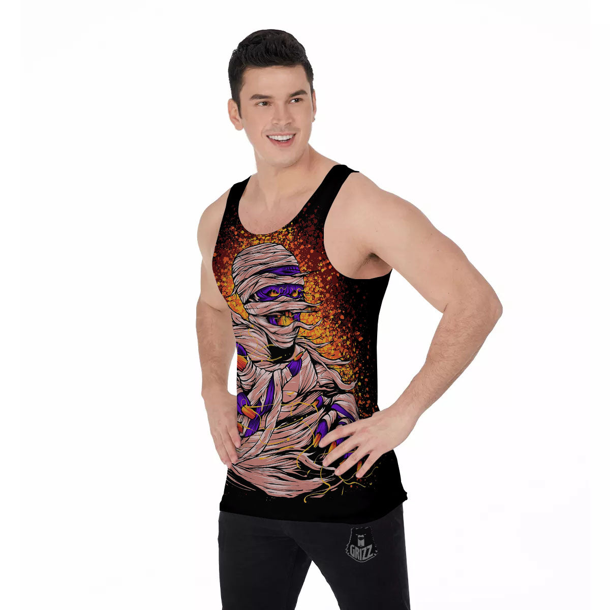 Mummy Halloween Print Men's Tank Top-grizzshop