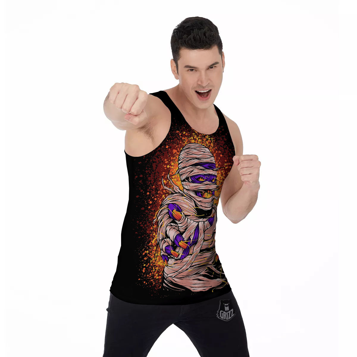Mummy Halloween Print Men's Tank Top-grizzshop