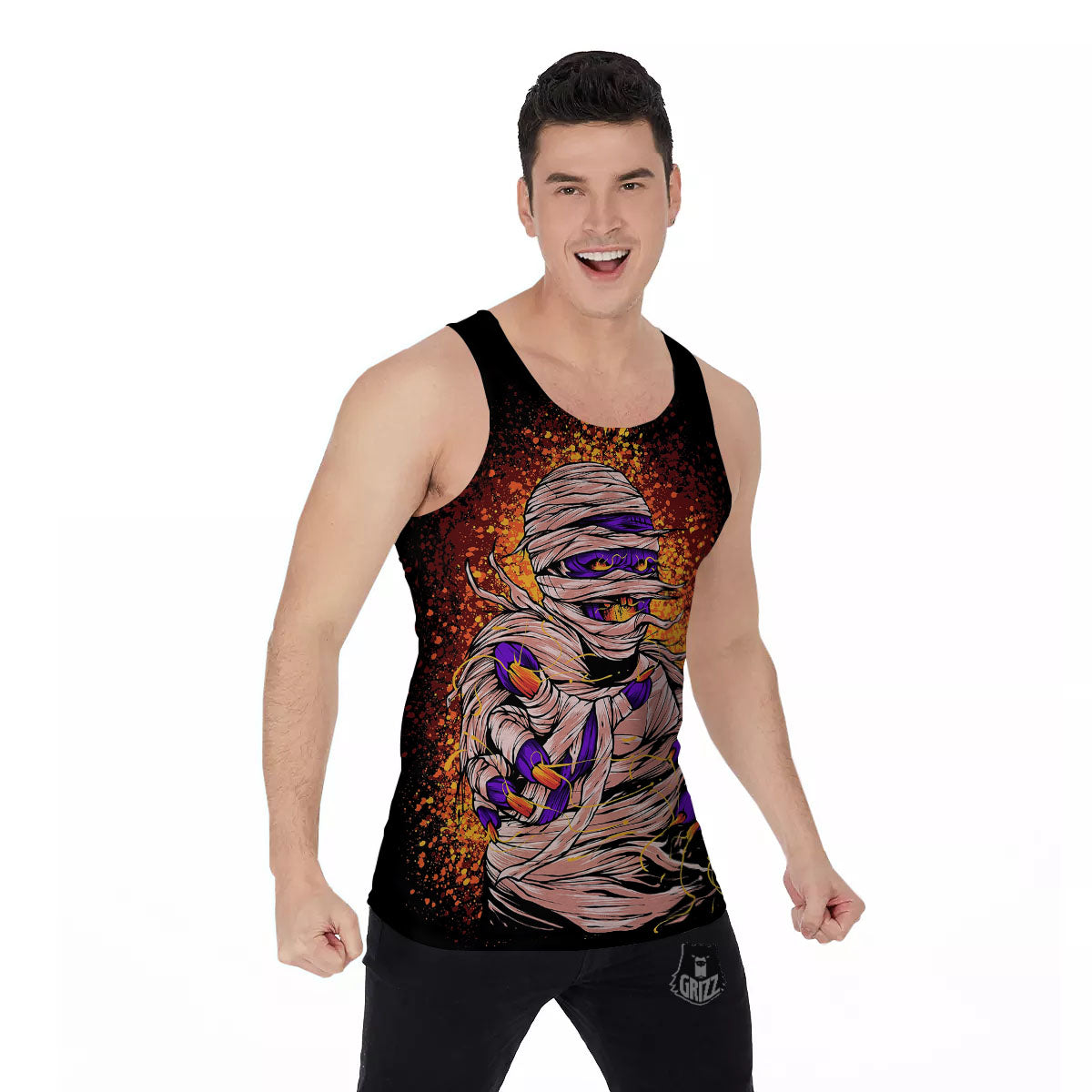 Mummy Halloween Print Men's Tank Top-grizzshop