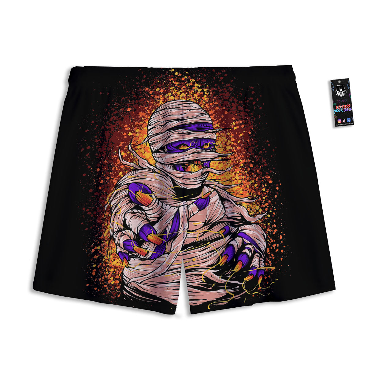 Mummy Halloween Print Mesh Shorts