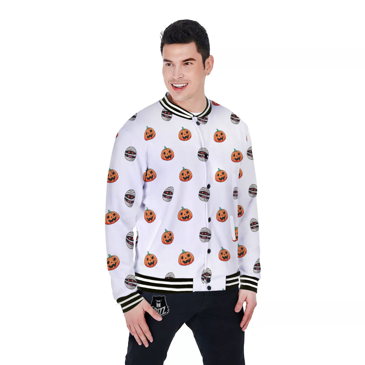 Mummy Halloween Print Pattern Baseball Jacket-grizzshop