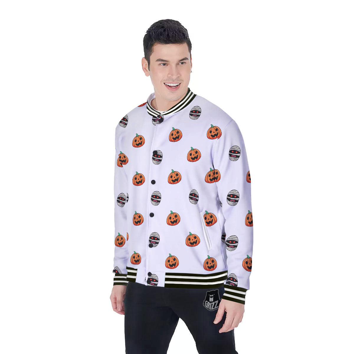 Mummy Halloween Print Pattern Baseball Jacket-grizzshop