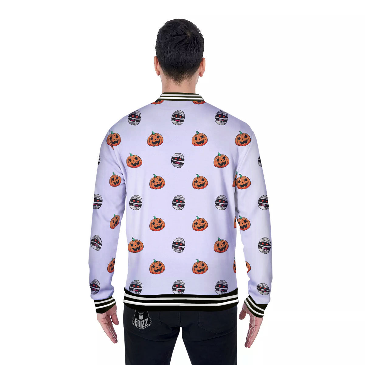 Mummy Halloween Print Pattern Baseball Jacket-grizzshop