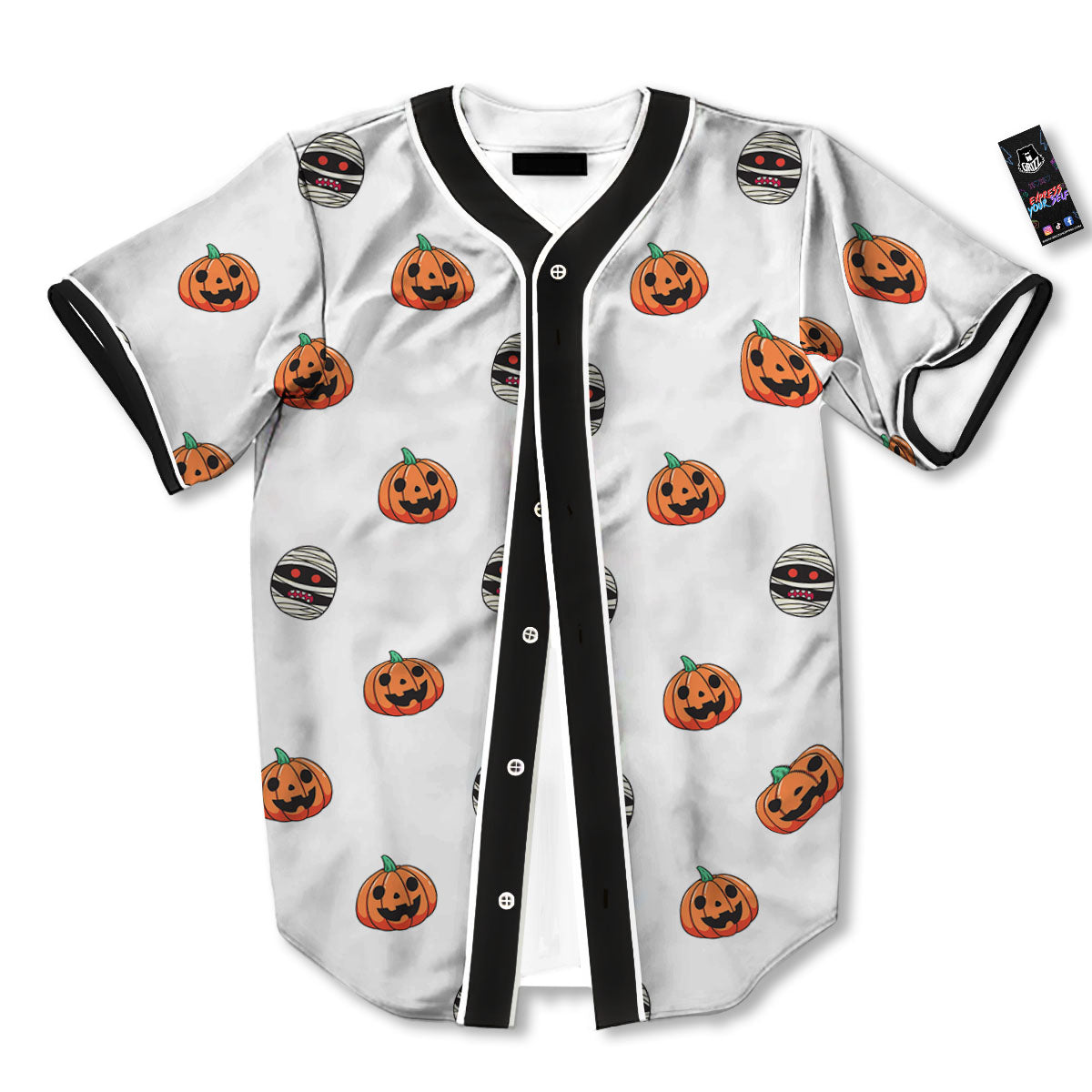 Mummy Halloween Print Pattern Baseball Jersey-grizzshop