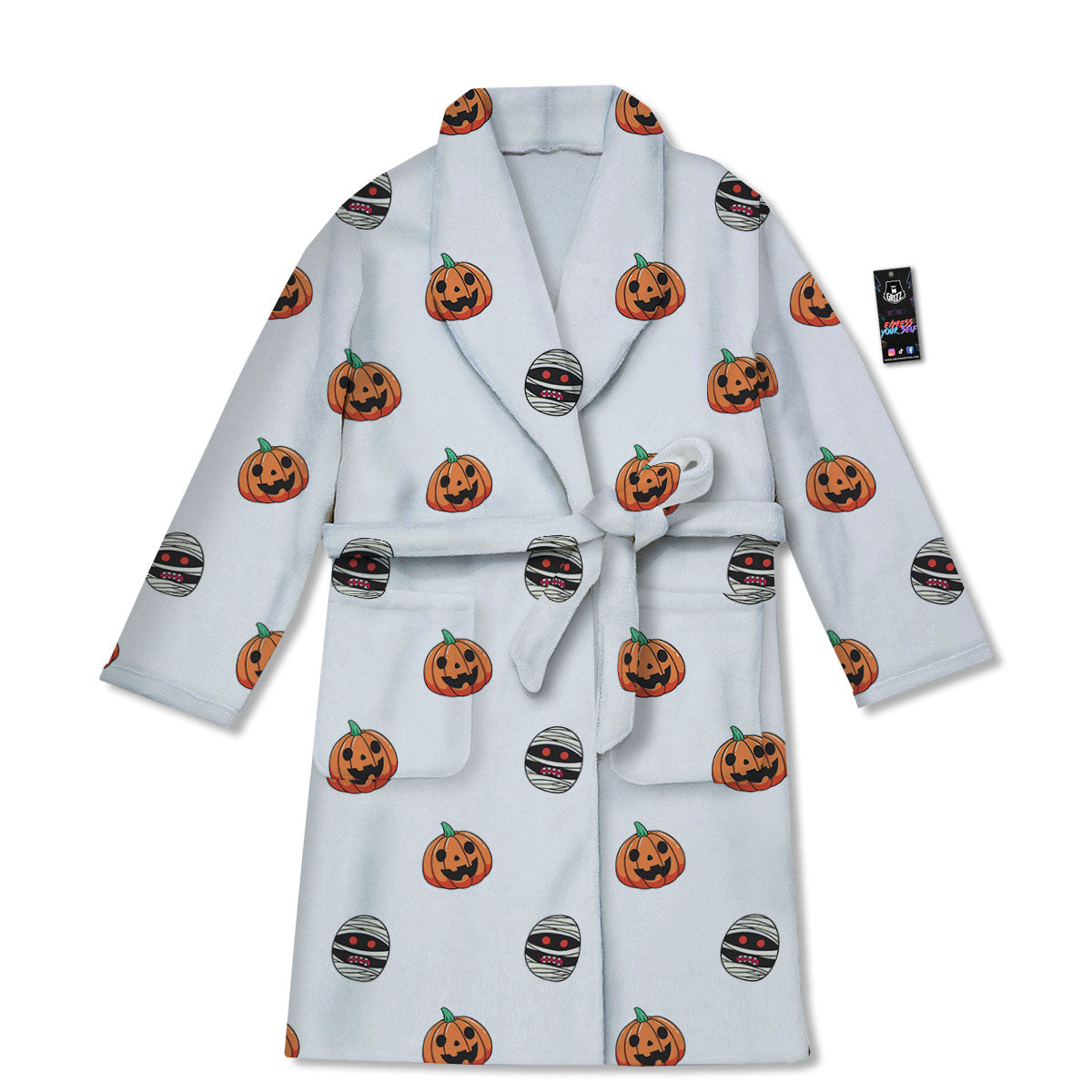 Mummy Halloween Print Pattern Bathrobe-grizzshop