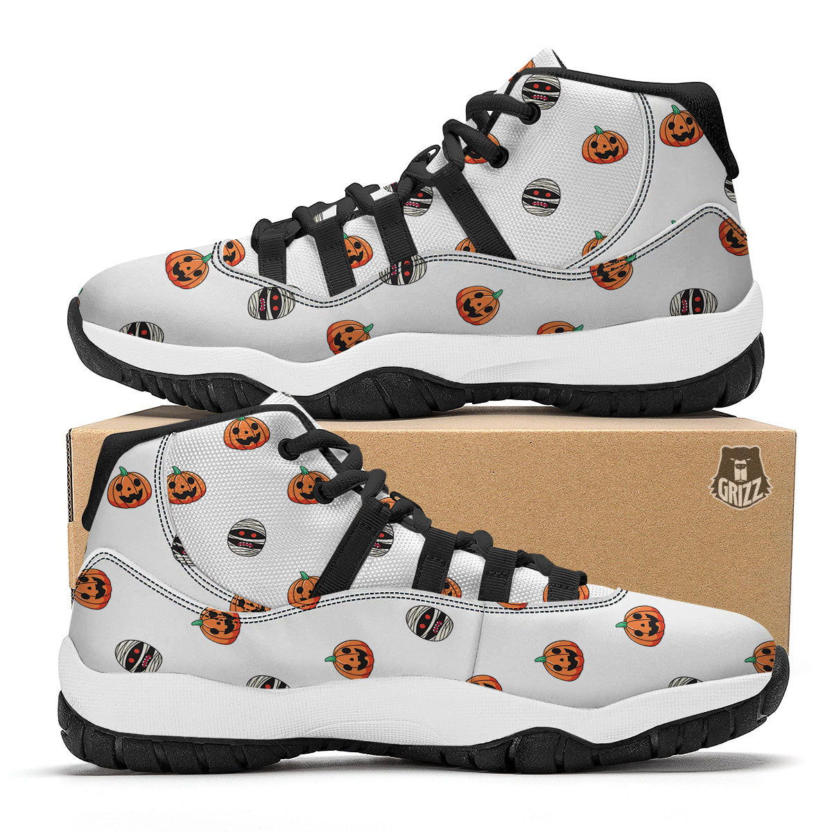 Mummy Halloween Print Pattern Black Bball Shoes-grizzshop