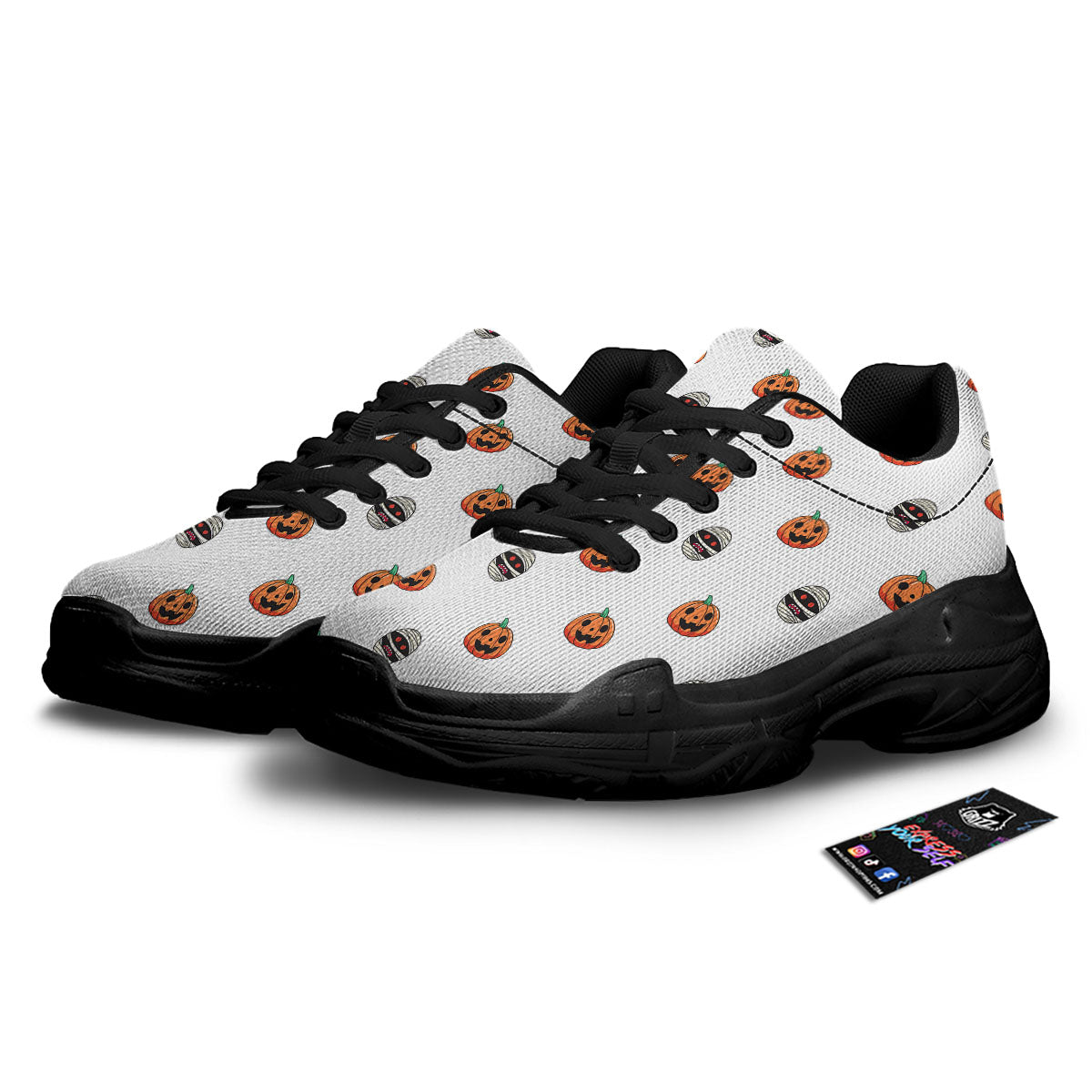Mummy Halloween Print Pattern Black Chunky Shoes-grizzshop