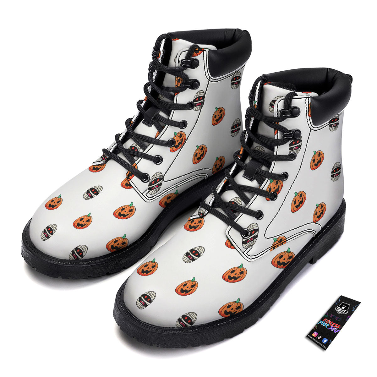 Mummy Halloween Print Pattern Boots-grizzshop
