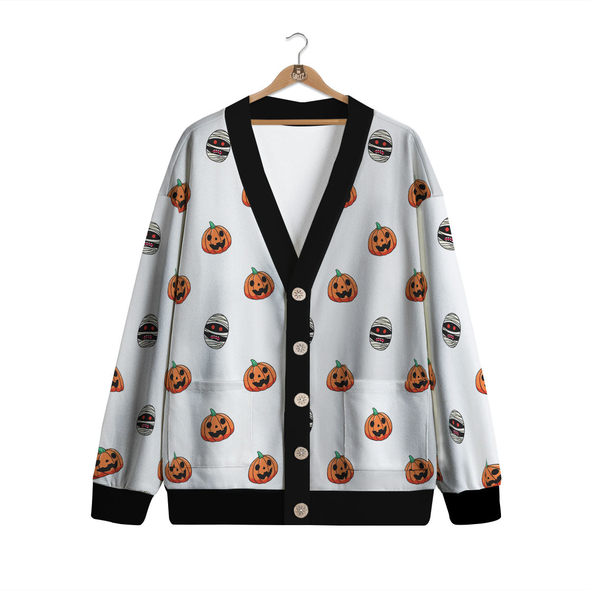 Mummy Halloween Print Pattern Cardigan-grizzshop