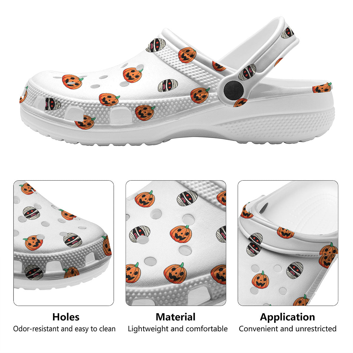 Mummy Halloween Print Pattern Clog-grizzshop
