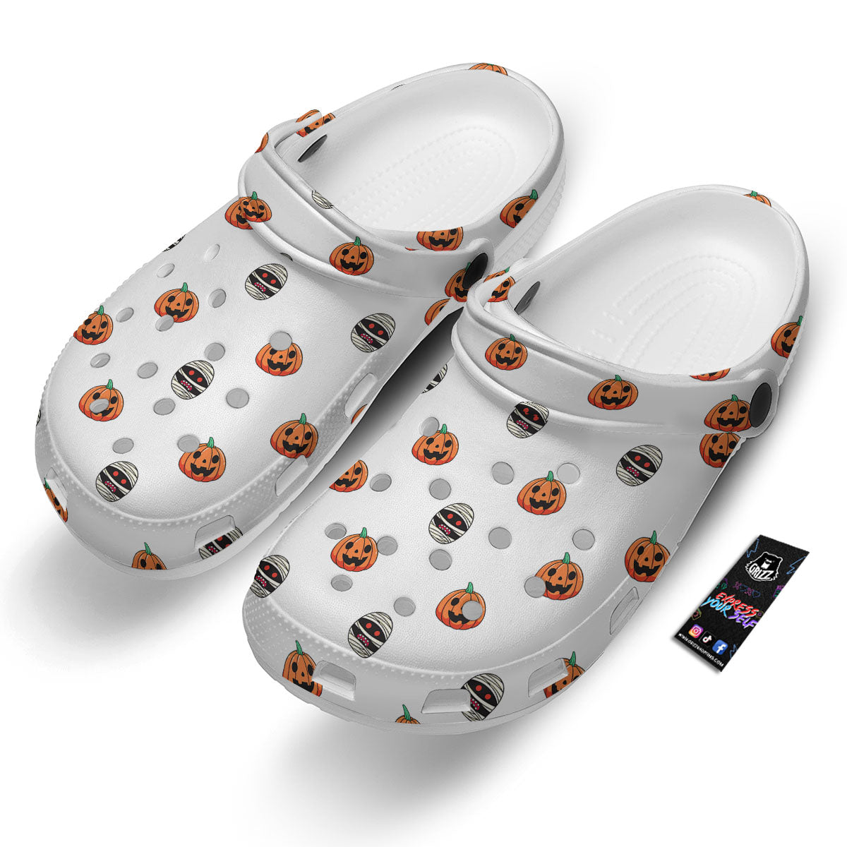 Mummy Halloween Print Pattern Clog-grizzshop