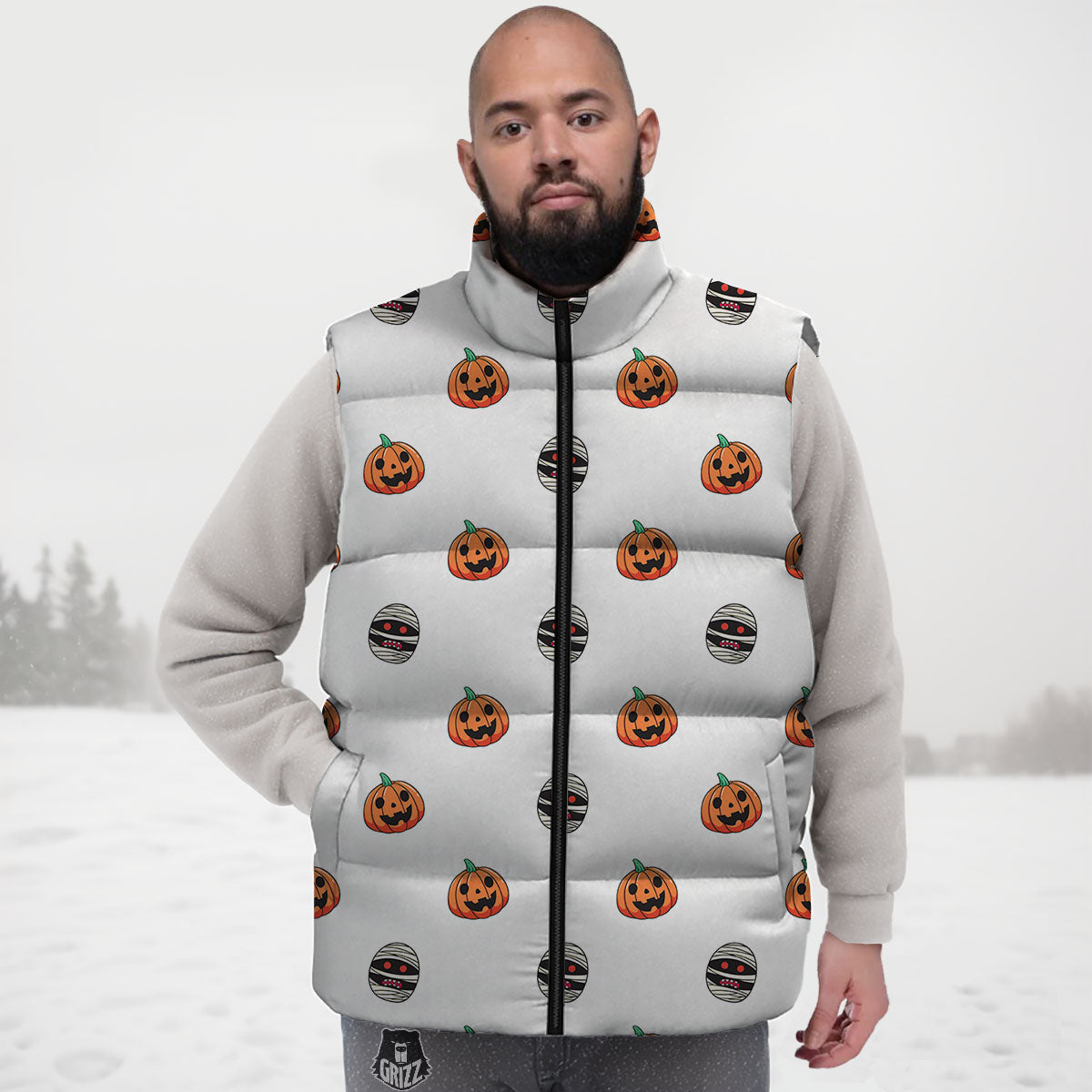 Mummy Halloween Print Pattern Down Vest