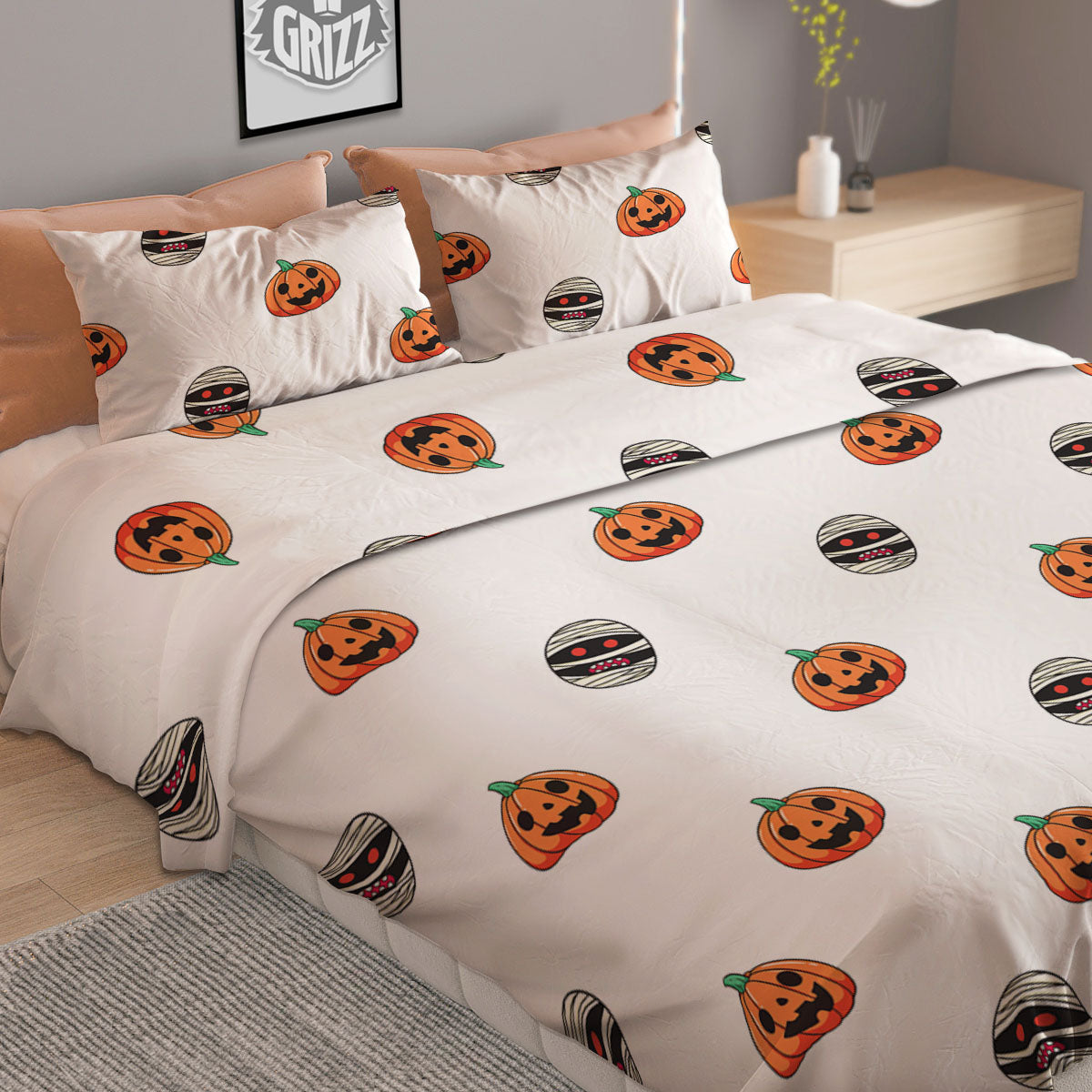 Mummy Halloween Print Pattern Duvet Cover Bedding Set