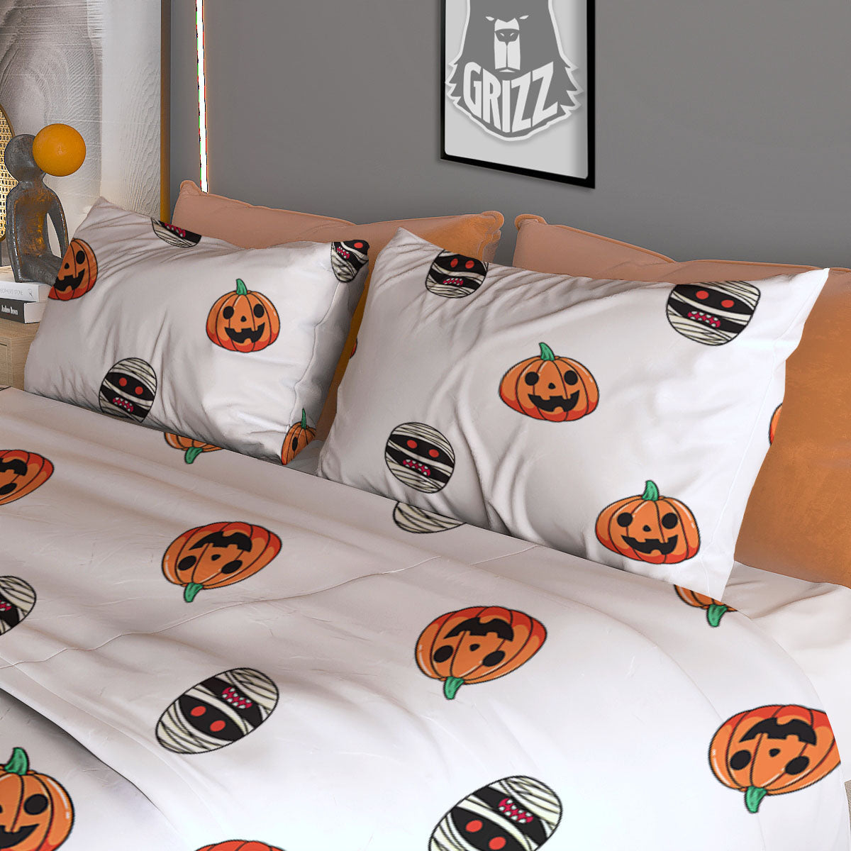 Mummy Halloween Print Pattern Duvet Cover Bedding Set