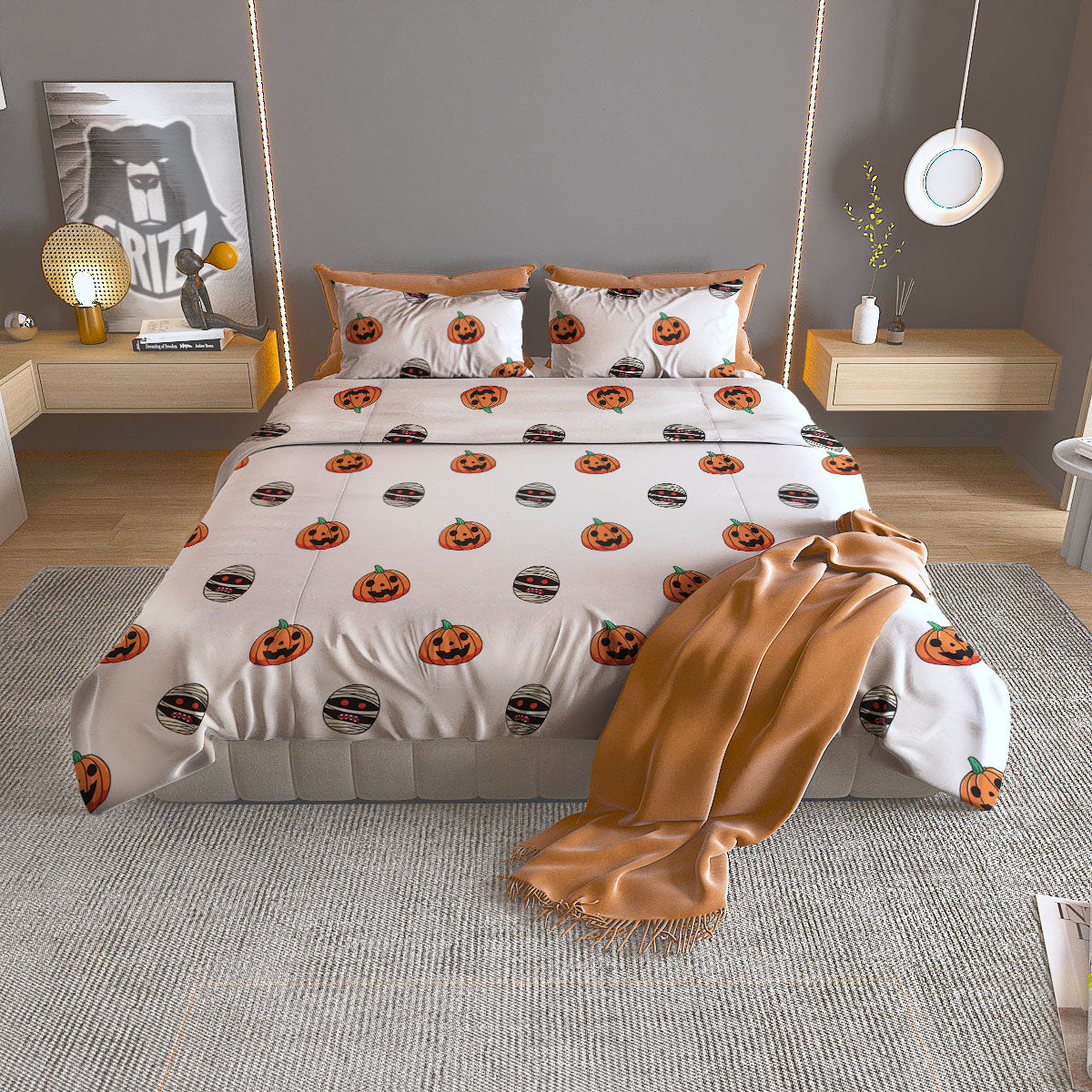 Mummy Halloween Print Pattern Duvet Cover Bedding Set