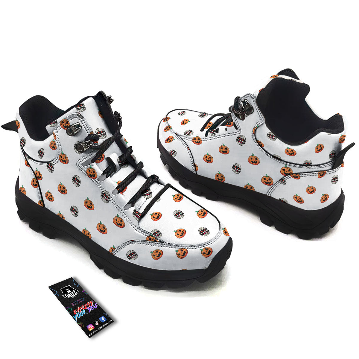 Mummy Halloween Print Pattern Hiking Shoes-grizzshop