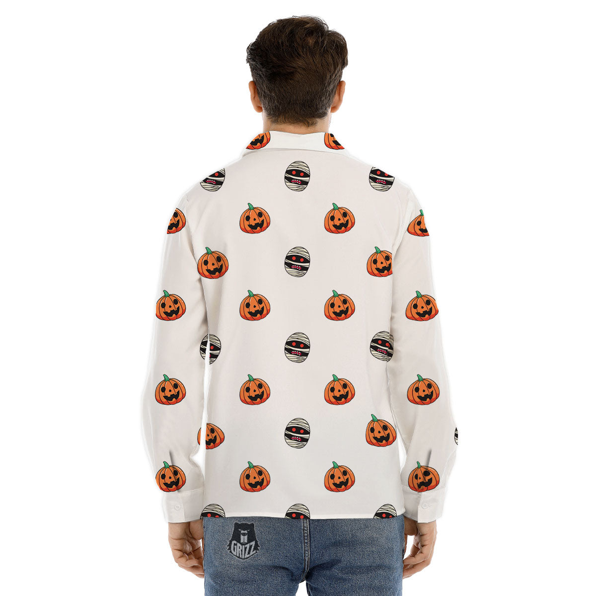 Mummy Halloween Print Pattern Men's Dress Shirts-grizzshop