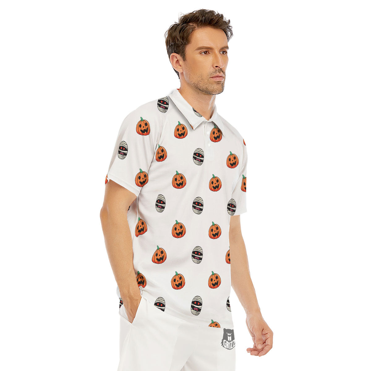 Mummy Halloween Print Pattern Men's Golf Shirts-grizzshop