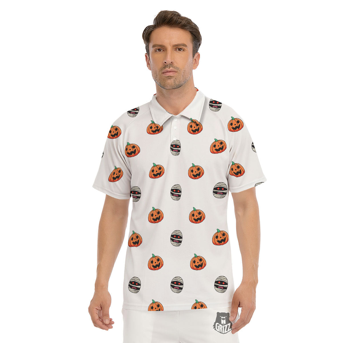 Mummy Halloween Print Pattern Men's Golf Shirts-grizzshop