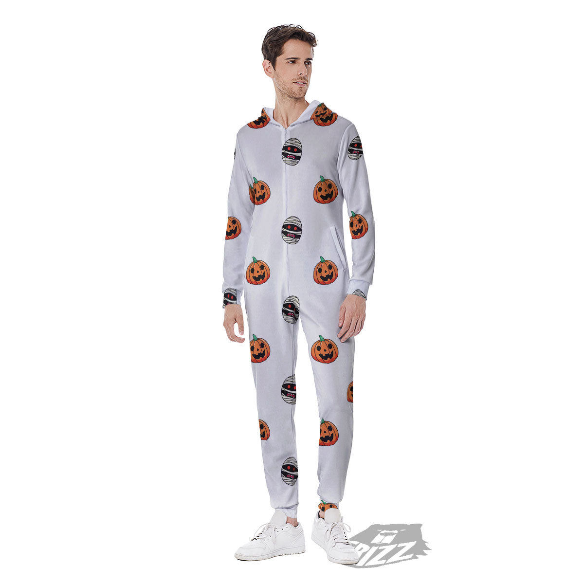 Mummy Halloween Print Pattern Men's Jumpsuit-grizzshop