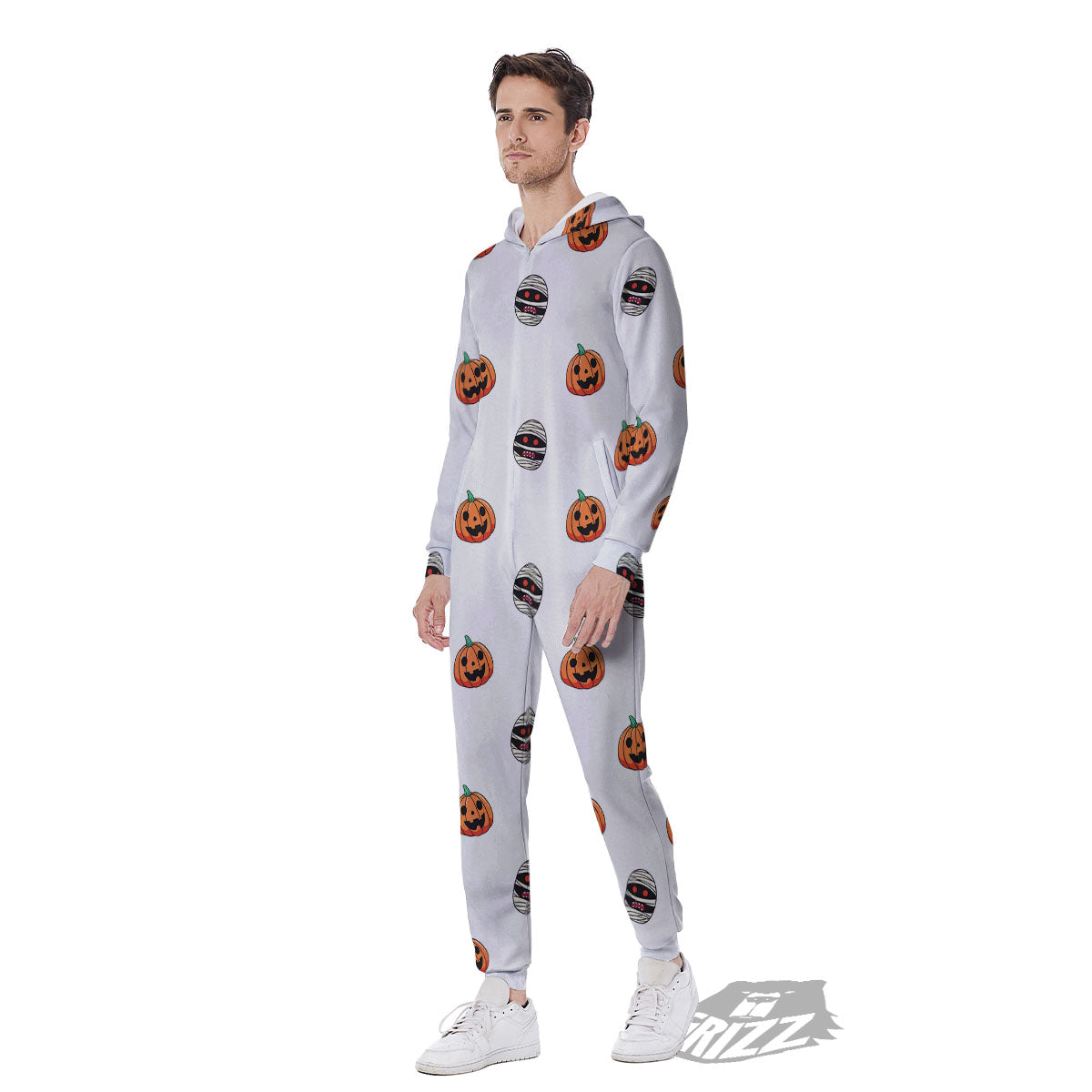 Mummy Halloween Print Pattern Men's Jumpsuit-grizzshop