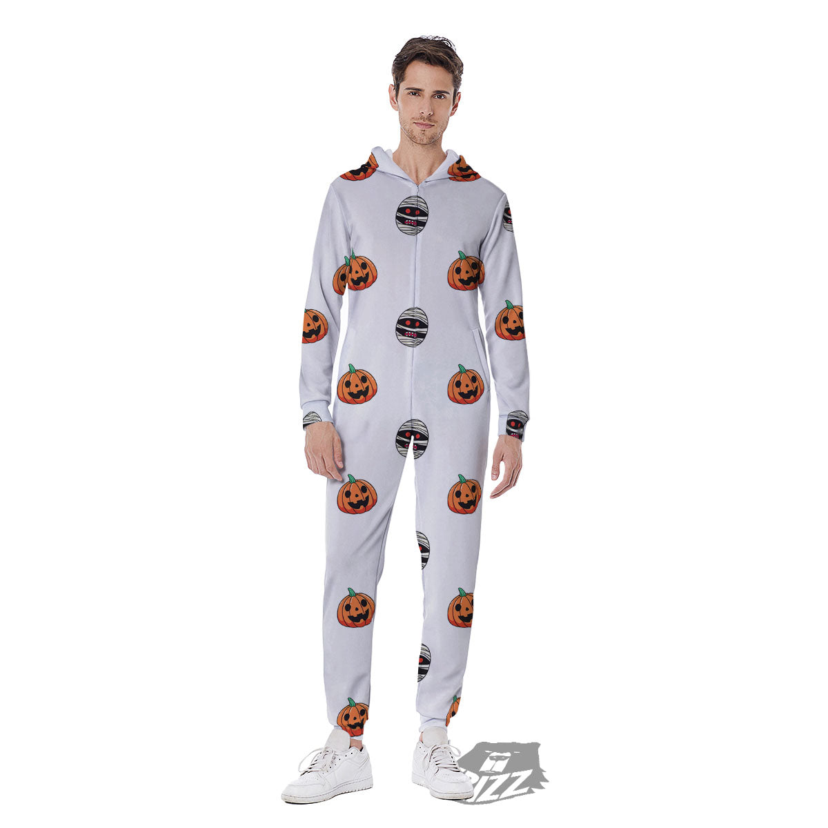 Mummy Halloween Print Pattern Men's Jumpsuit-grizzshop