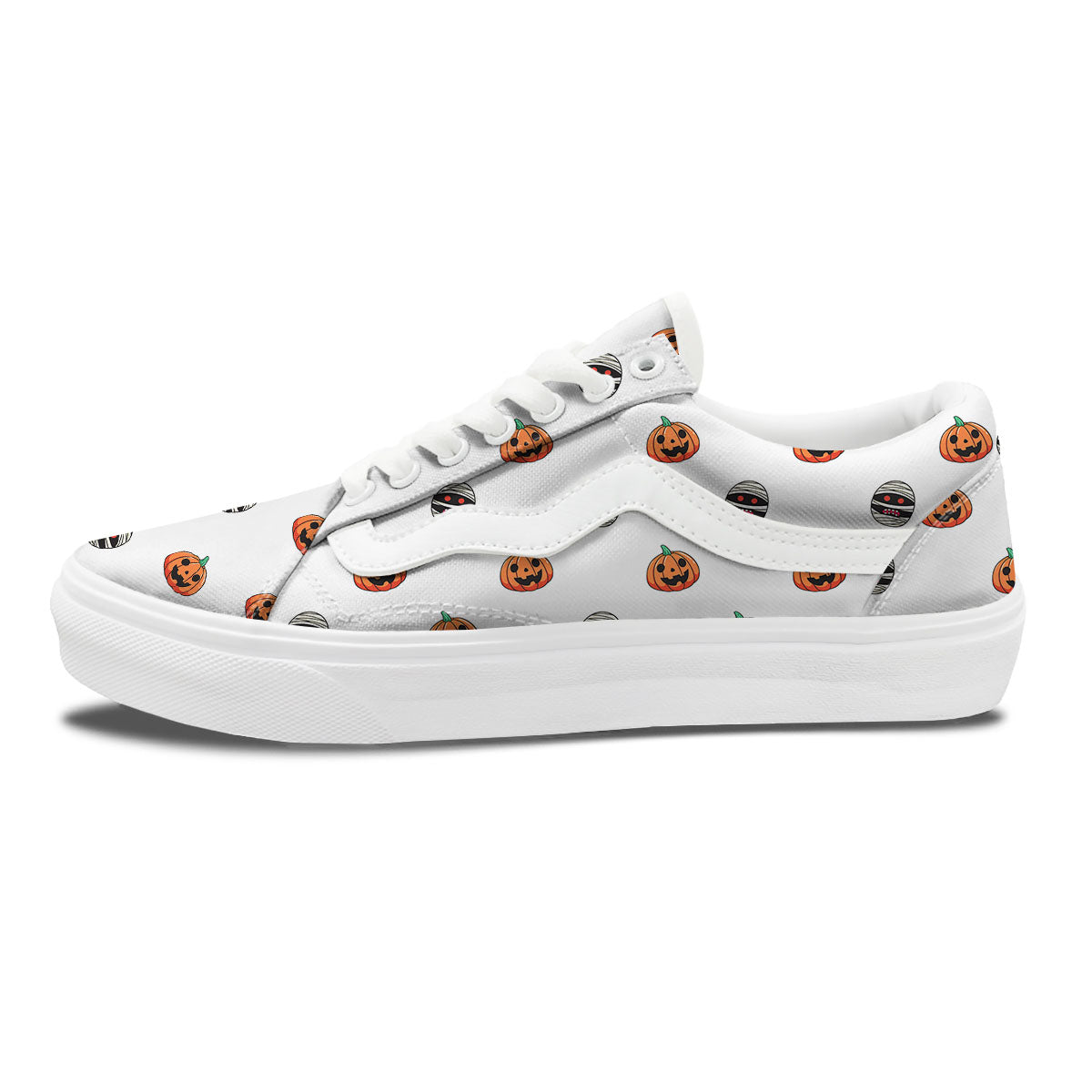 Mummy Halloween Print Pattern Skate Shoes-grizzshop