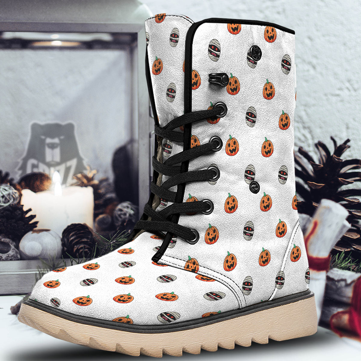 Mummy Halloween Print Pattern Snow Boots-grizzshop