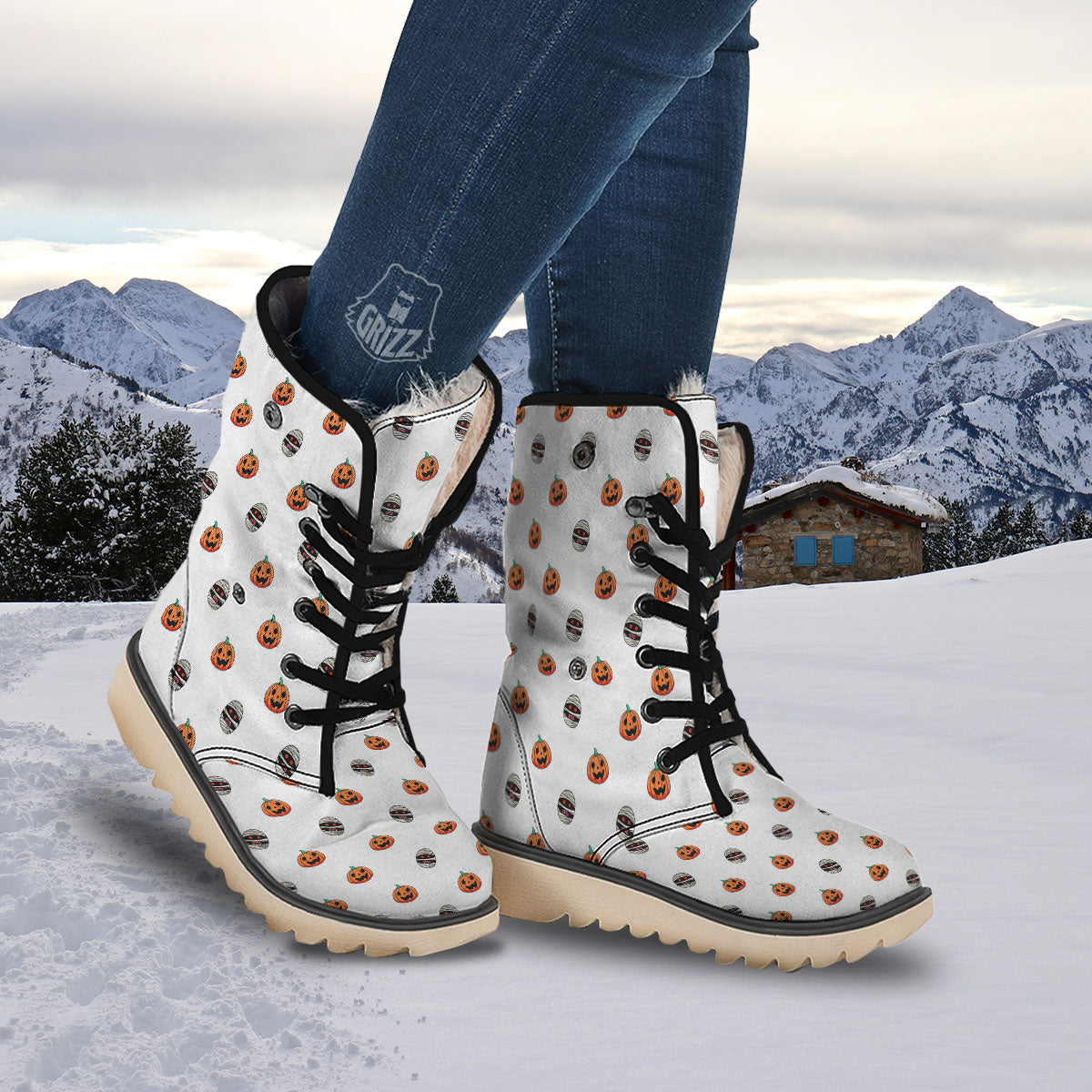 Mummy Halloween Print Pattern Snow Boots-grizzshop