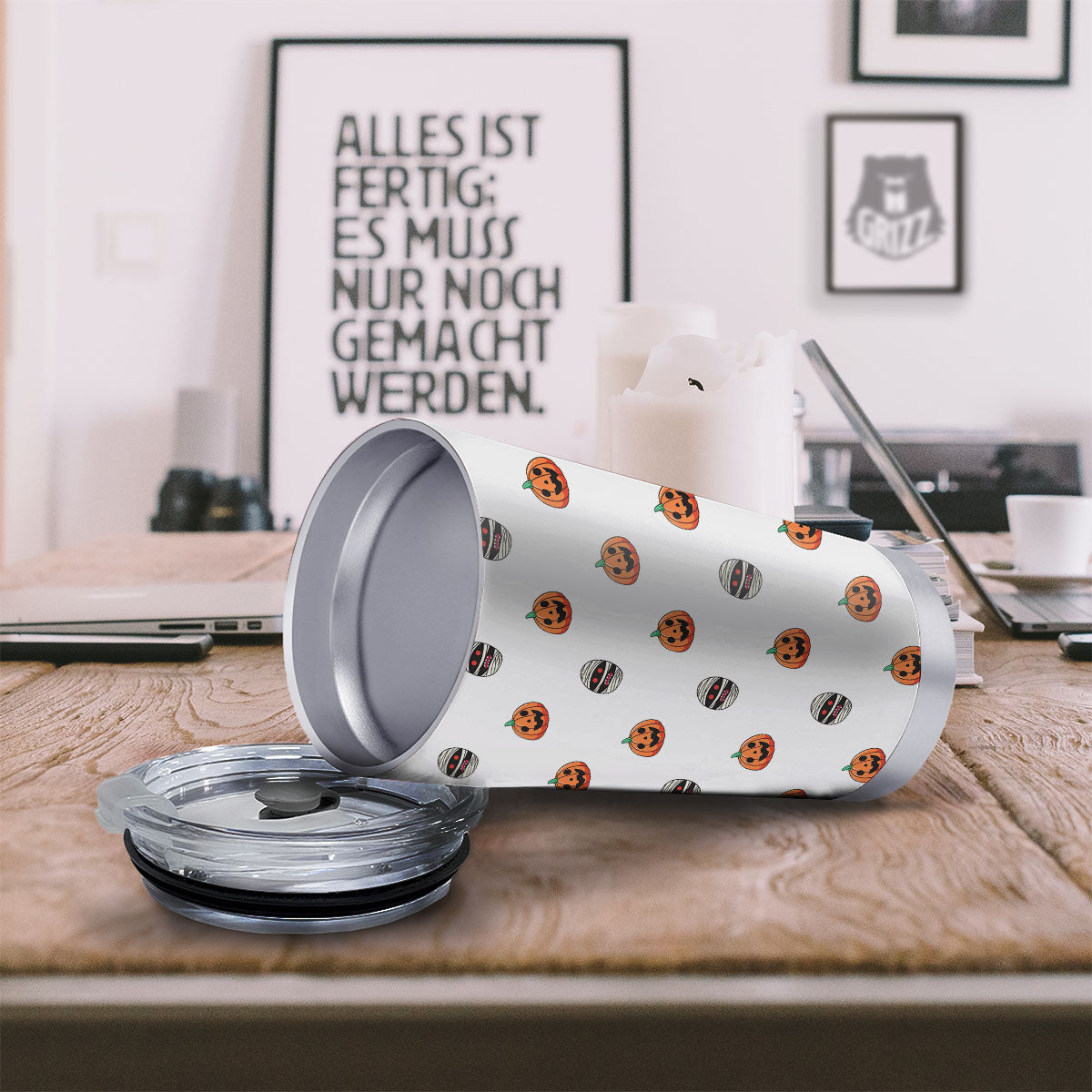 Mummy Halloween Print Pattern Tumbler-grizzshop